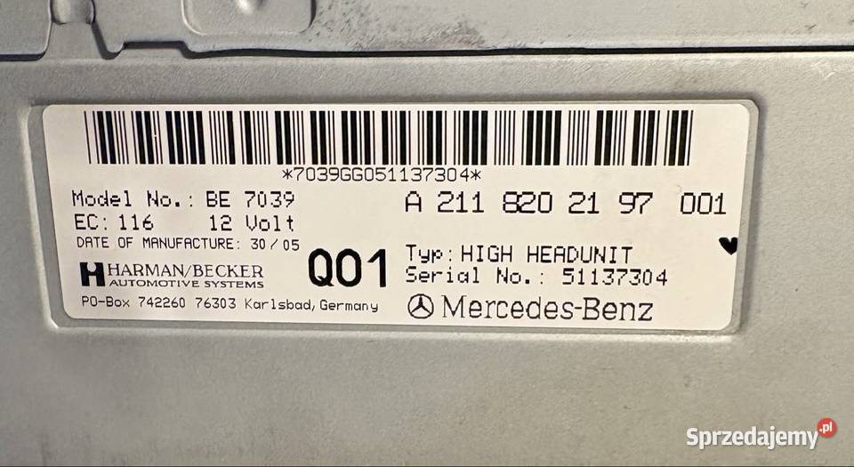 Mercedes AMG W211 W219CLS Radio Bluetooth Konin