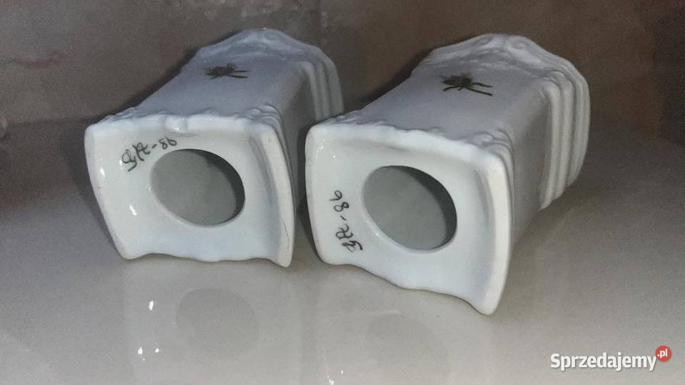 Świecznik Biała porcelana z różyczką Gdańsk