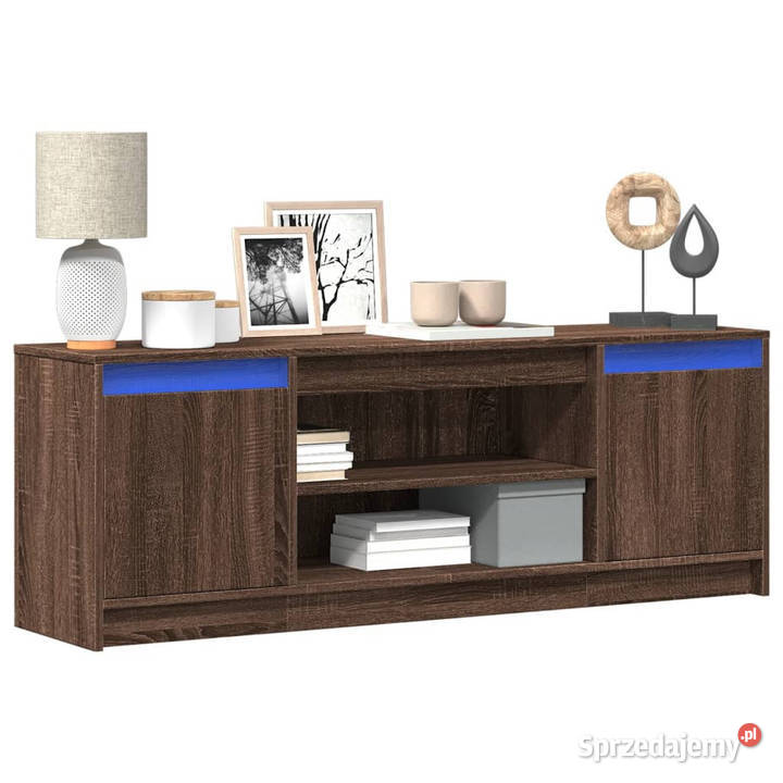 Szafka pod TV z LED brązowy dąb 1395x34x50 Warszawa
