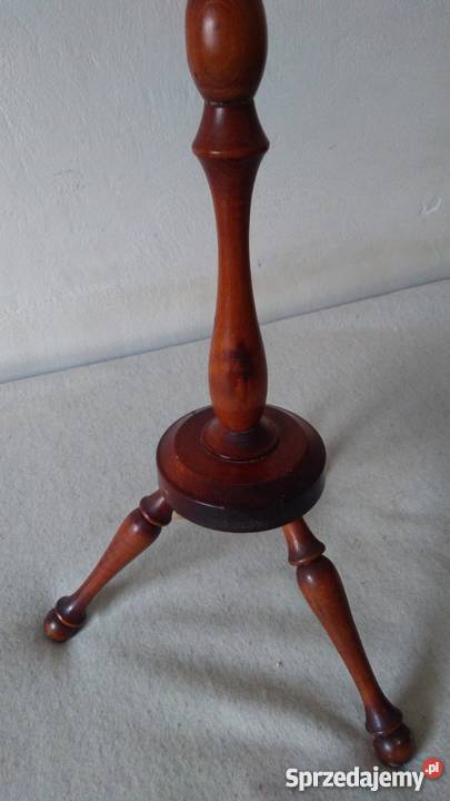Stara Lampa Stojąca Drewniana Podłogowa 172 Cm Z Kloszem Zab