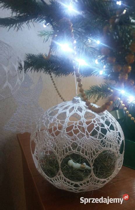 Szopka Duża Bombka szydełkowa na choinkę różne Boże Narodzenie podlaskie