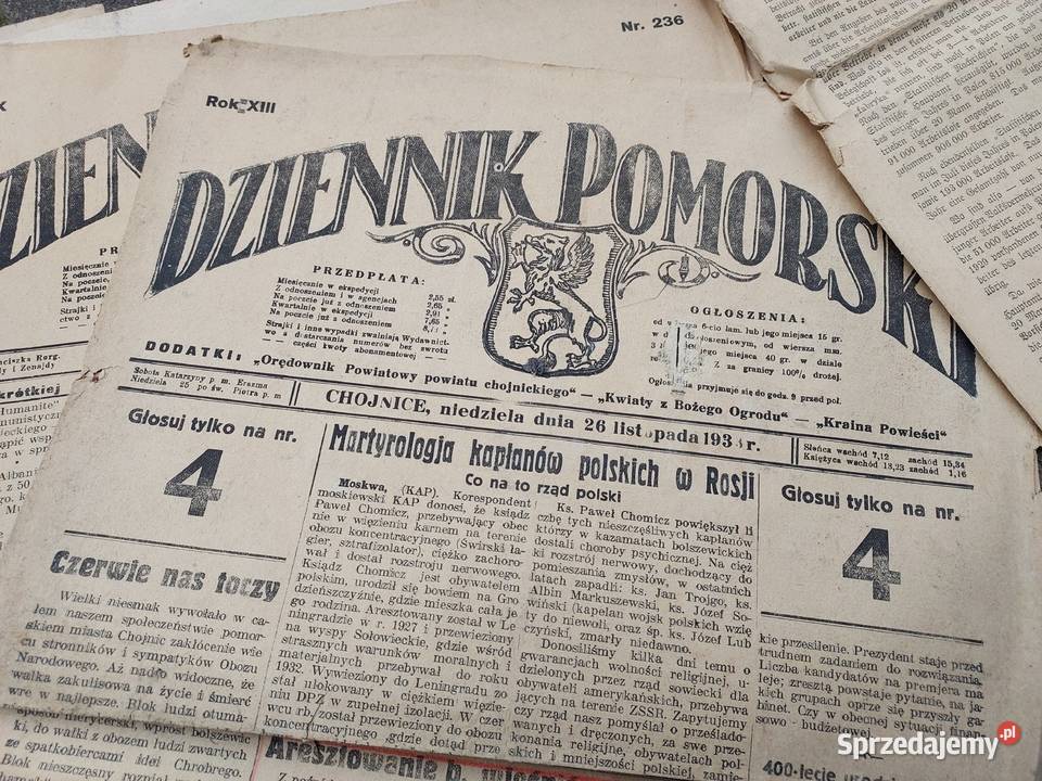 Stare gazety Dziennik Pomorski Chojnice lata Tczew sprzedam