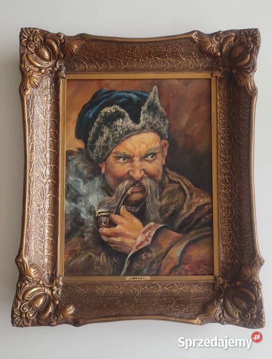 OBRAZ KOZAK Z FAJKĄ ZBIGNIEW JĘDRZEJEK MUZEUM Chojnice