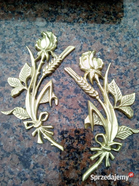 Róża mosiężna złota z kłosem z dłonią prawolewo