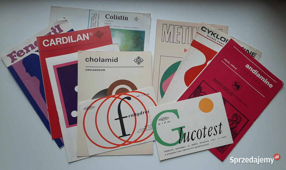 Ulotki reklamowe leków czasy PRLu Pozostałe Łódź