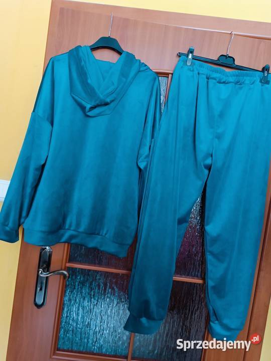 Dres niebieski komplet welurowy wiskoza Rozmiar 46 Odzież sportowa