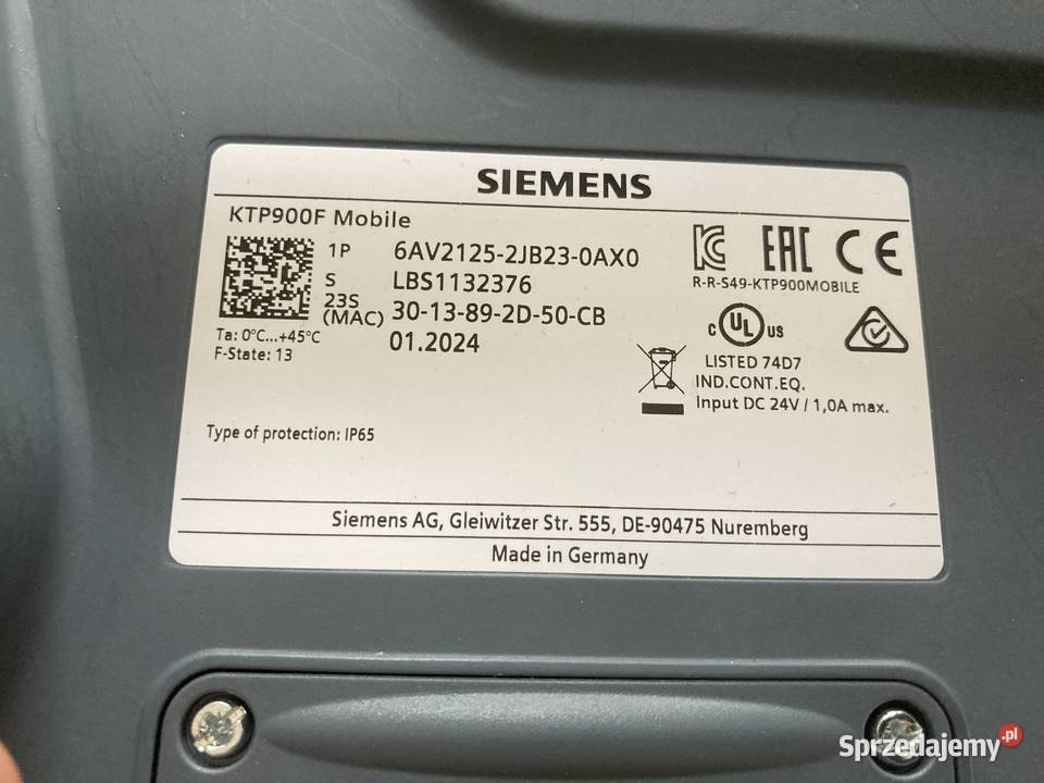 Siemens HMI KTP 900F Connection Box Osieki