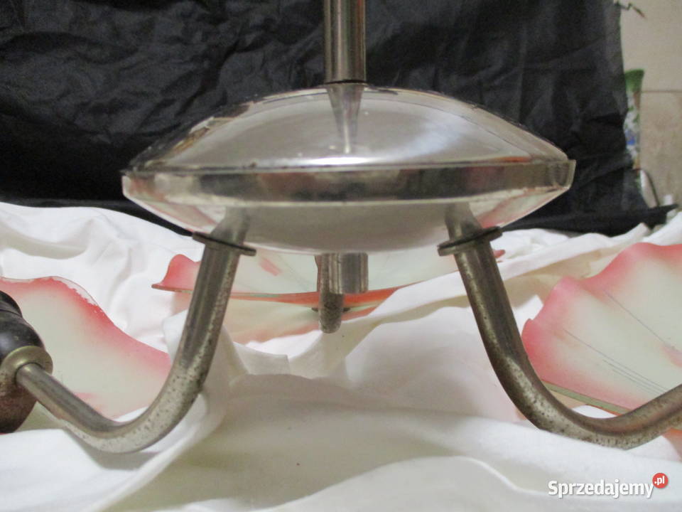 Żyrandol Chrom Szklane Klosze Liście lata 60 PRL Pozostałe Nieporęt