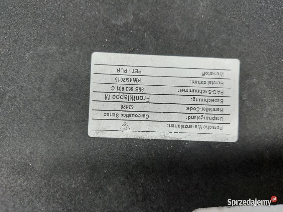 PORSCHE MACAN S 95B Wygłuszenie maski 95B863831C Elementy wygłuszające sprzedam