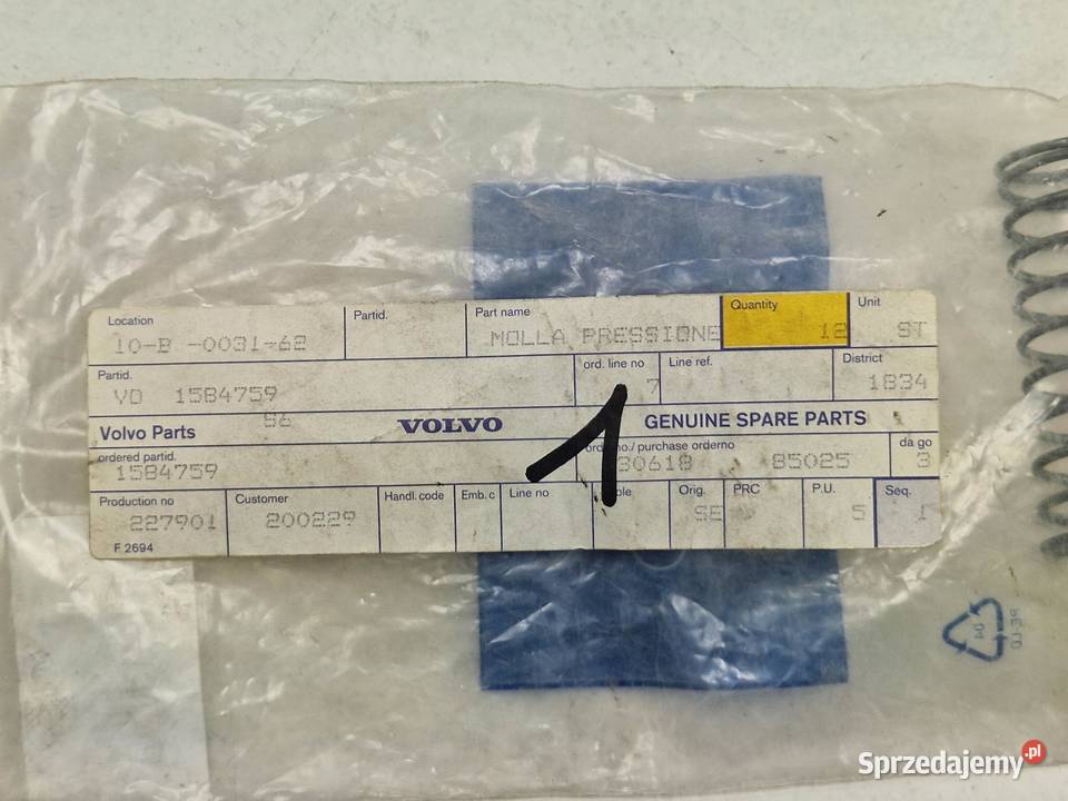 SPRĘŻYNA VOLVO F12 NOWA ORYGINAŁ 1584759 sprzedam