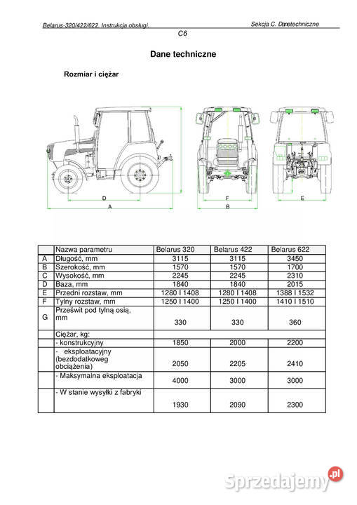 Instrukcja obsługi Belarus MTZ 320 422 623 Stalowa Wola
