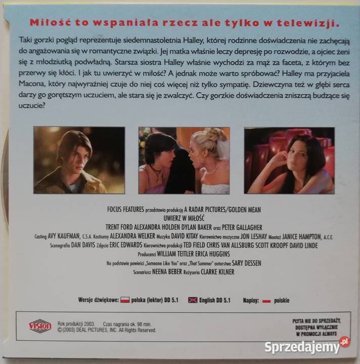 Uwierz w miłość DVD Mandy Moore Trent Ford komedia Łódź