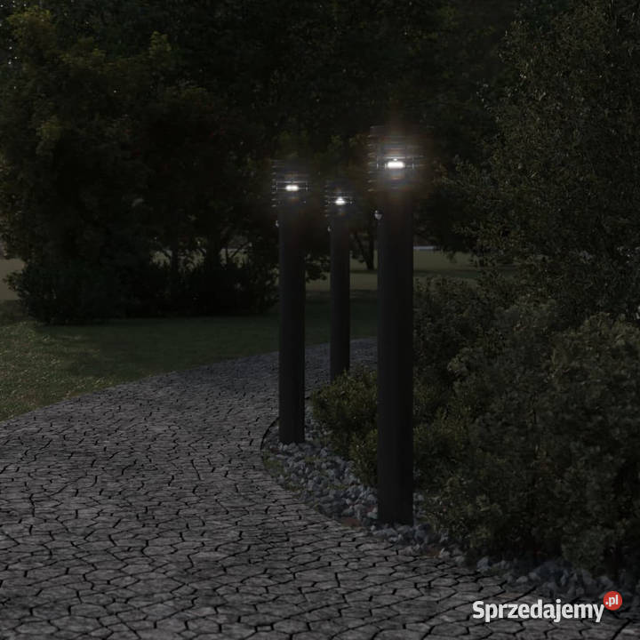 Lampy ogrodowe na słupku z czujnikiem 3 czarne Pozostałe Warszawa