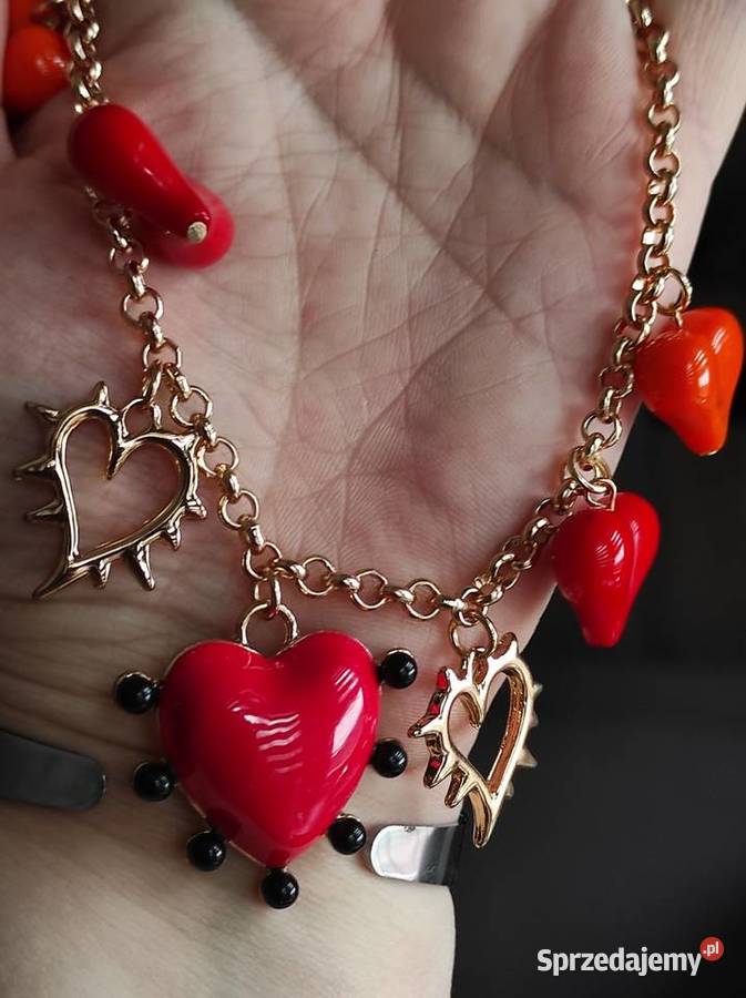 Piękny naszyjnik z serduszkami zachodniopomorskie Wrzosowo