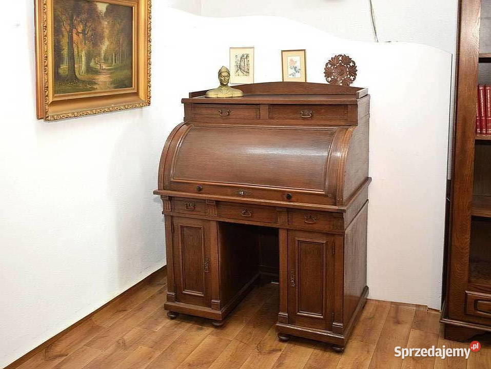 STARA DĘBOWA SEKRETERA BIURKO Z ROLETĄ Meble Świdnica