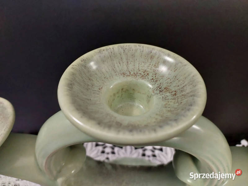 Świecznik na trzy świece Porcelana i szkło lubuskie