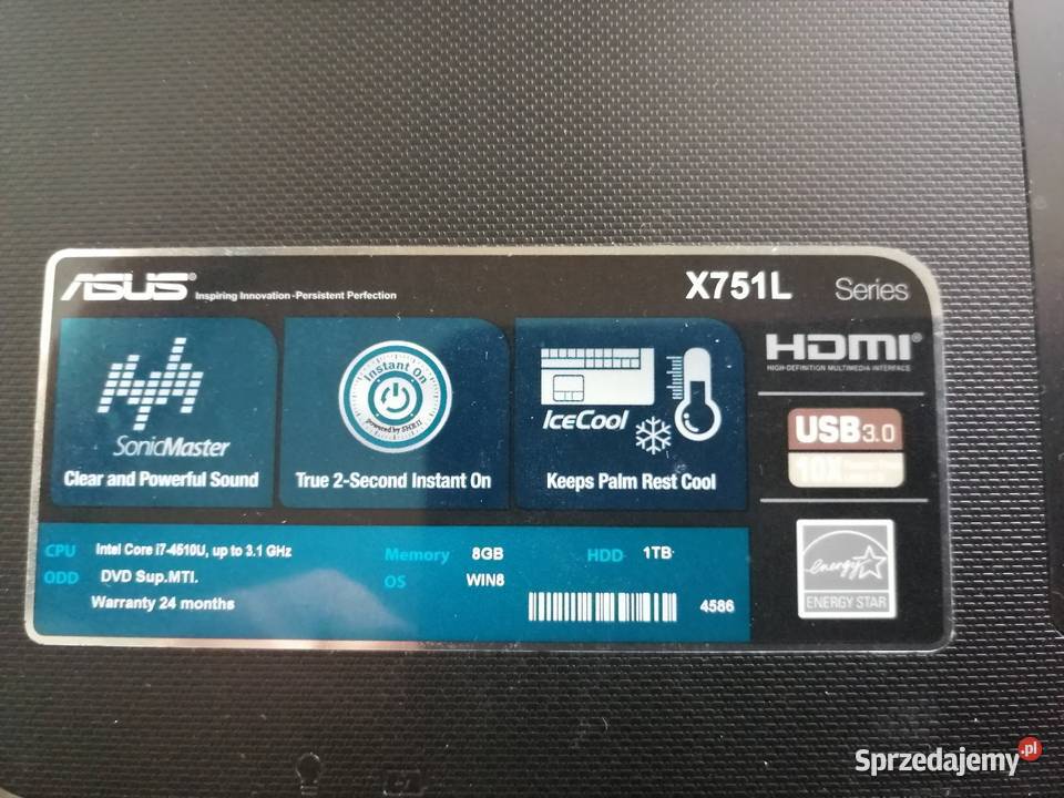 Laptop Asus X751L Karta graficzna Olsztyn