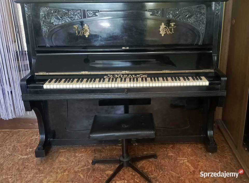 Zabytkowe pianino Hergens Secesja ok 1910 r Instrumenty klawiszowe i MIDI Zgierz