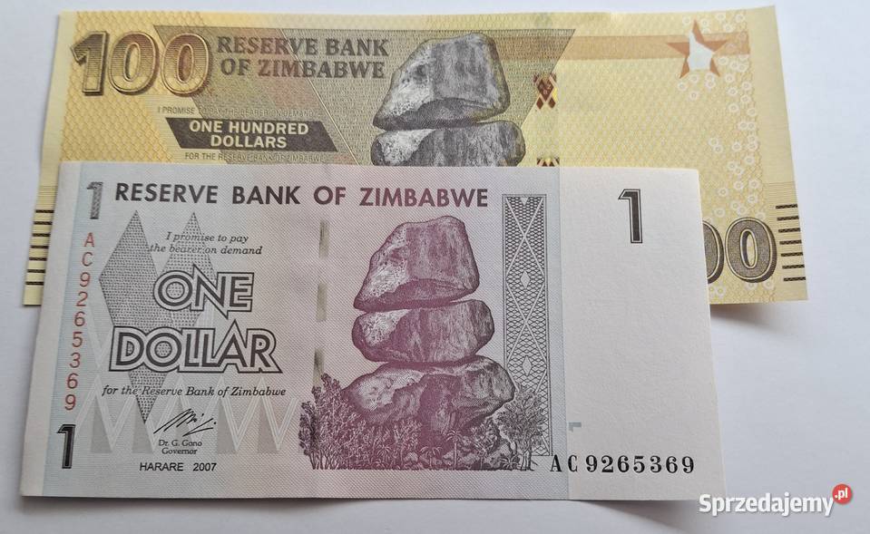 ZIMBABWE1 DOLLAR I 100 DOLLARS LADNE CAŁE Legionowo