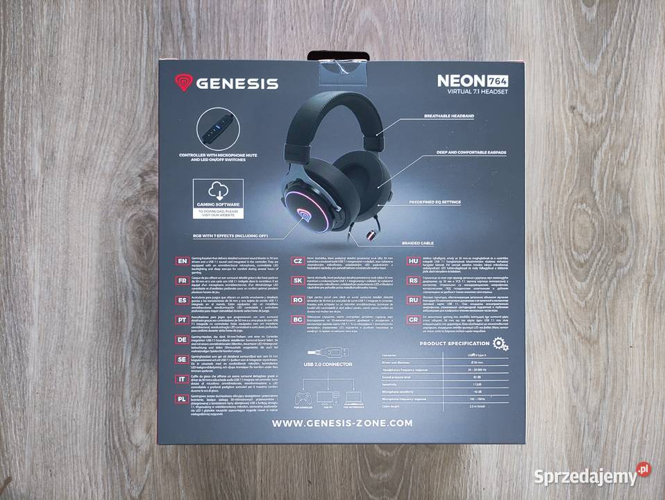 NOWE Słuchawki Gamingowe GENESIS NEON 764 71 Regulacja dźwięku na przewodzie Iława sprzedam