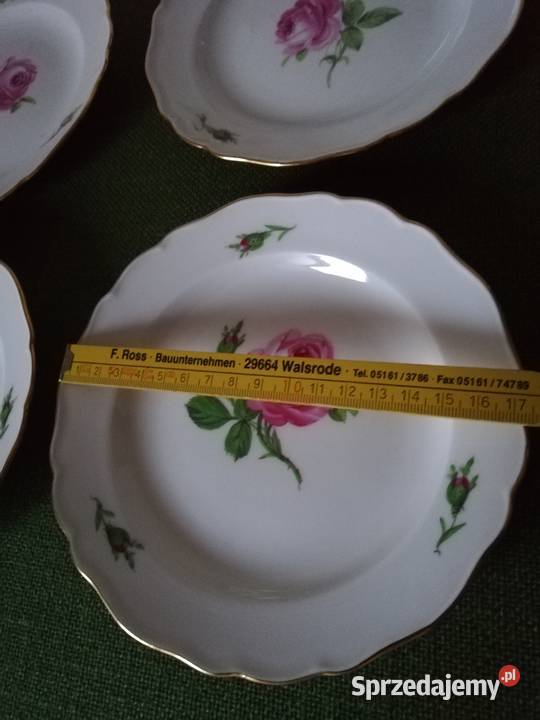 Miśnia Meisenn talerzyki z różą 6 sztuk Gorlice sprzedam