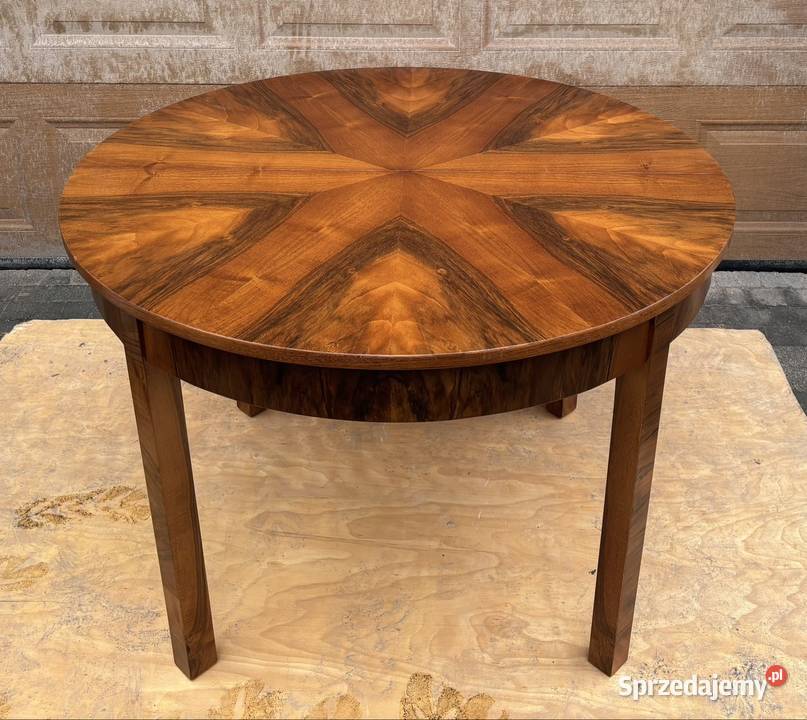 Stół Okrągły Orzech 110 Art Deco Gwiazda Warszawa