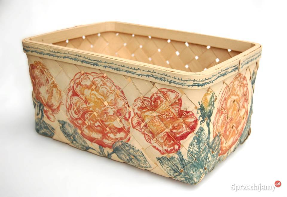 Ręcznie malowany kosz z łuby do przechowywania Lublin