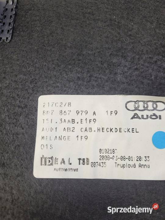 TAPICERKA KLAPY TYŁ AUDI A3 8P CABRIO 8P7867979A osobowe Przystajń