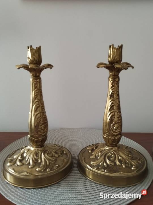 Piekne świeczniki świecznik 27 mosiądz 2 sztuki mazowieckie Warszawa
