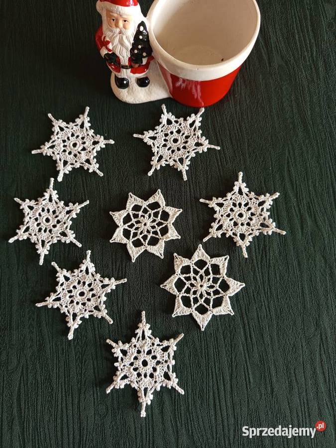 Gwiazdki szydełkowe ozdoby choinkowe rękodzieło biały Garbów sprzedam