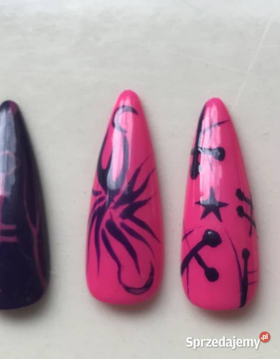 Handmade press on nails neon avantgarde Pozostałe podlaskie Białystok