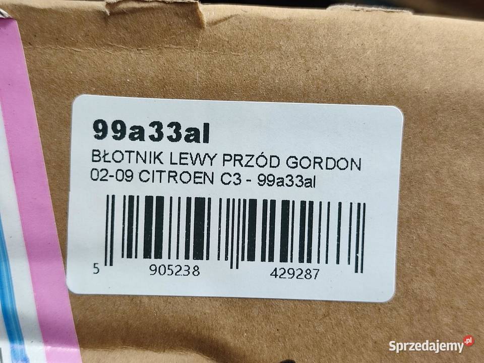 BŁOTNIK LEWY PRZÓD CITROEN C3 20022009 GORDON osobowe