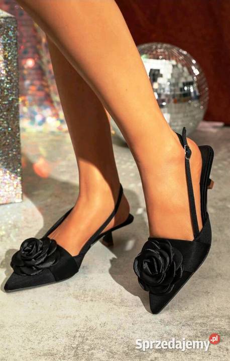 szpilki czarne satynowe mazowieckie