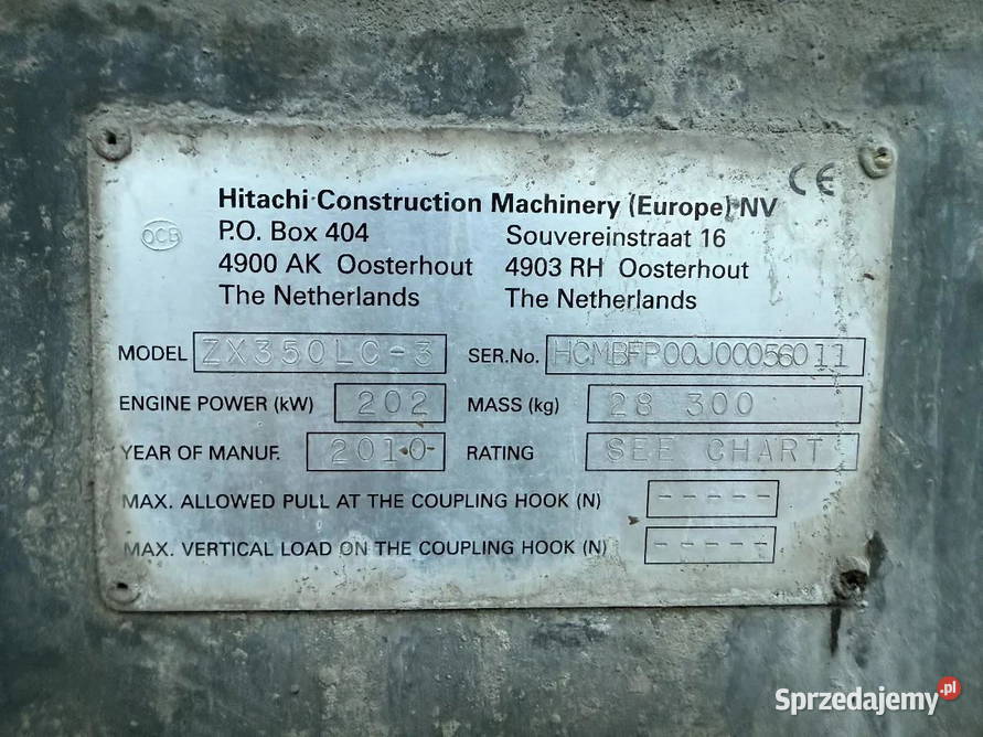 Koparka gasienicowa przeladunkowa Hitachi ZX 350 Koparki mazowieckie Warszawa