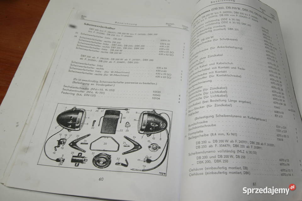 KATALOG CZĘŚĆI ZUNDAPP DB 200 DBK 200 DB 250 Rybnik