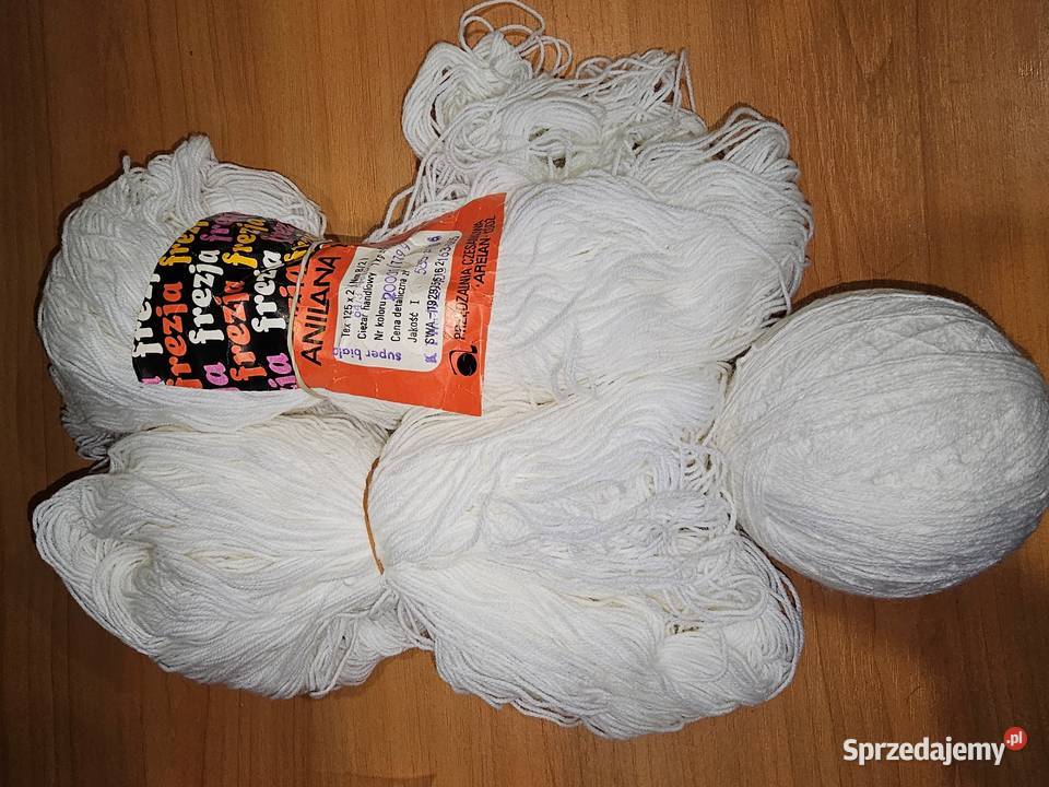 Włóczka Frezja super biała anilana 100 300g małopolskie Oświęcim