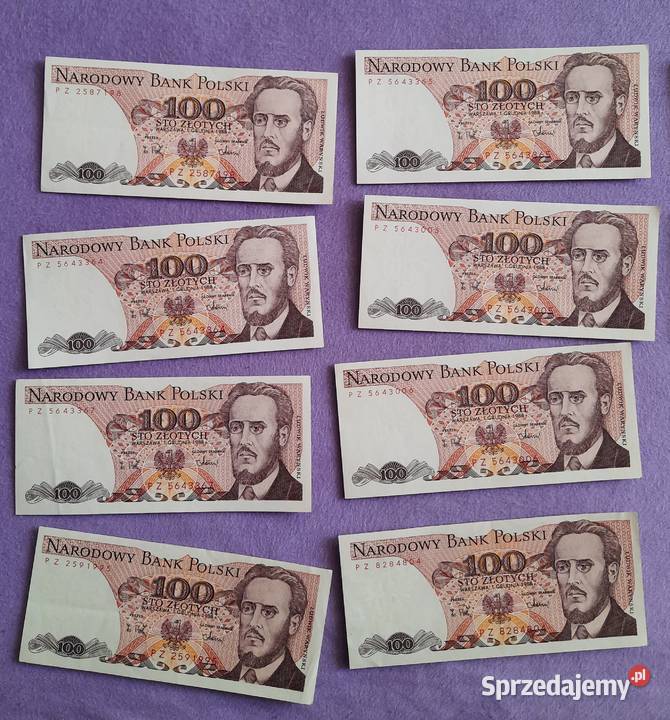 Banknot 100 z 1988 r Ludwik Waryński seria PZ Sosnowiec sprzedam
