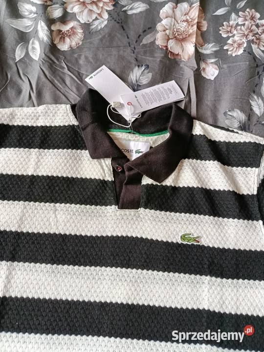 Koszulka polo Lacoste gruba sweterkowa bawełna czarny podlaskie Białystok