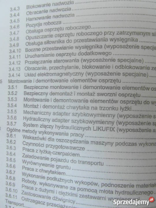 INSTRUKCJA OBSŁUGI DTR LIEBHERR R924 HDSL i iNNE