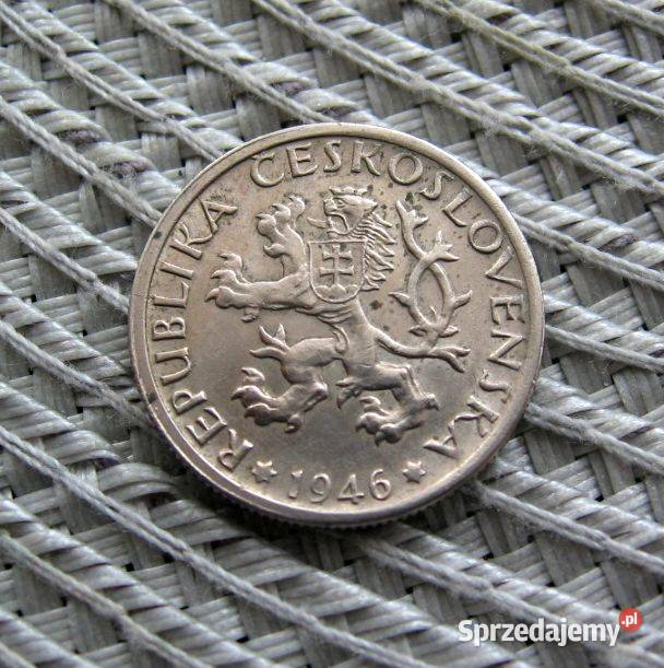 Czechosłowacja 1 Korona 1946r Miedzionikiel Numizmatyka Kalisz sprzedam