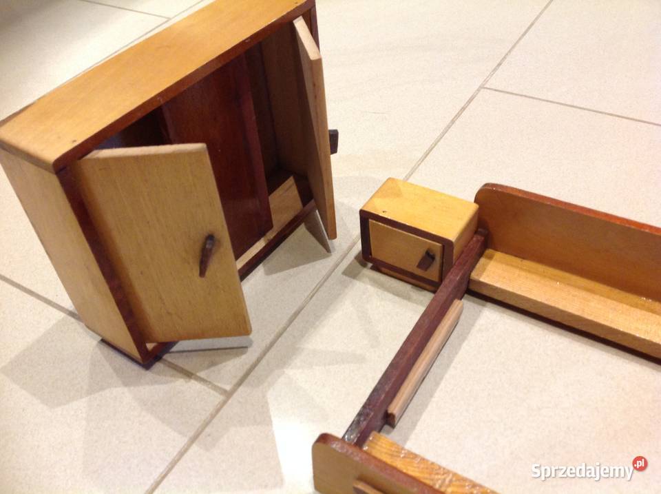 Mebelki Drewniane Vintage Lalek Sypialnia lata Nowa Sól