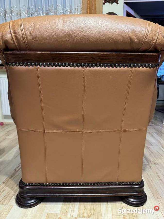 Komplet skorzany wypoczynkowy kanapa i 2 fotele Ksawerów
