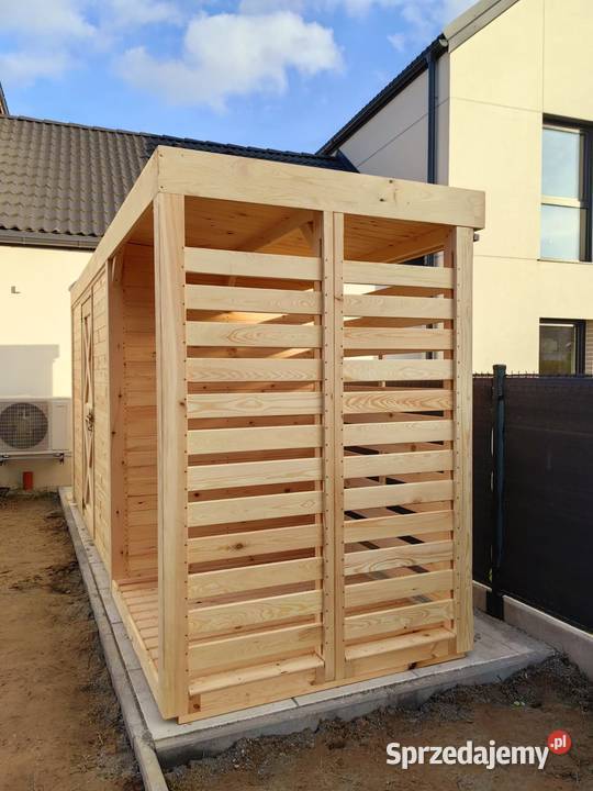 Drewniany domek narzędziowy 3 x 15m z drewutnią Kalety