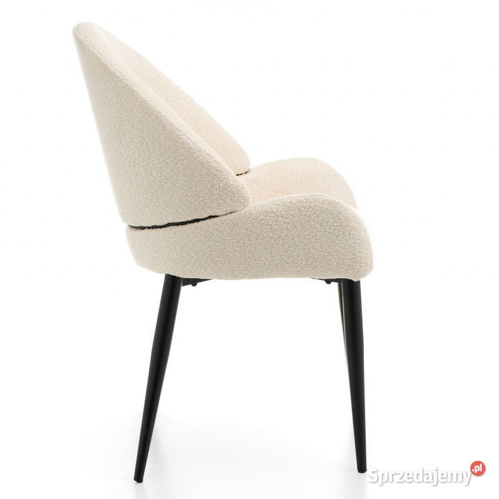 Krzesło Tapicerowane Bergamo Boucle Jasnobeżowe Tarchały Małe