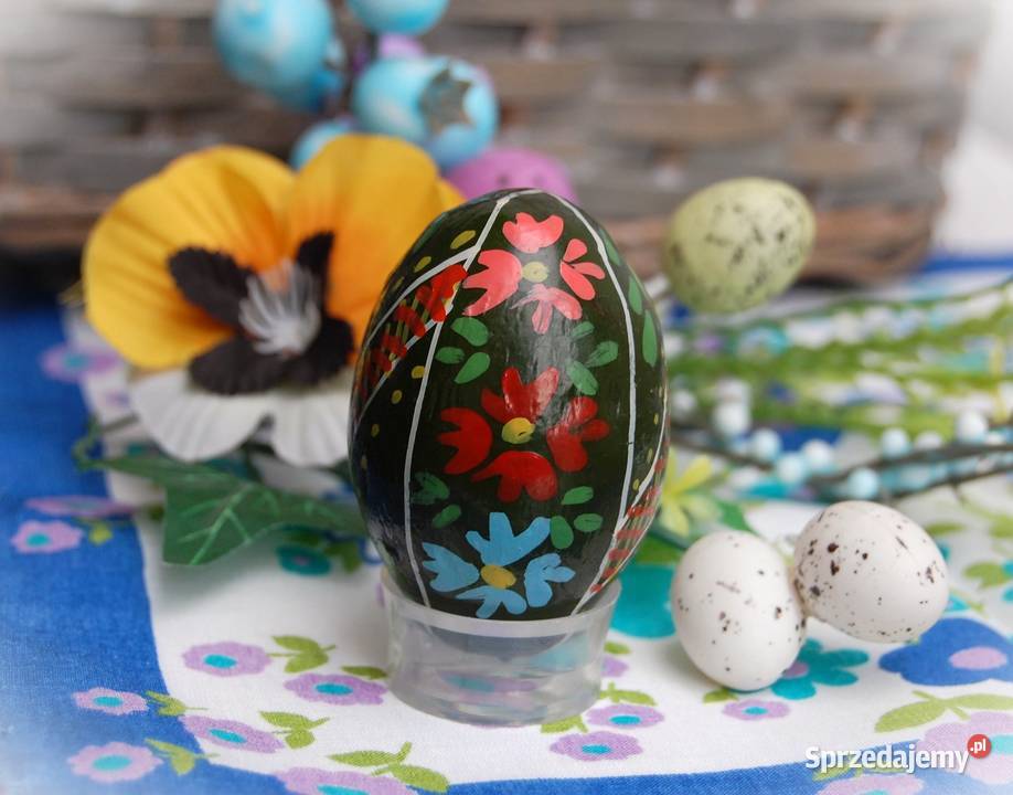 Stara pisanka drewniana ręcznie malowana 6 Wielkanoc Lublin sprzedam