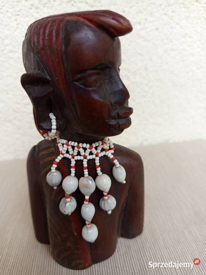 Afrykańska drewniana figurka rzeźba Popiersie mazowieckie Warszawa