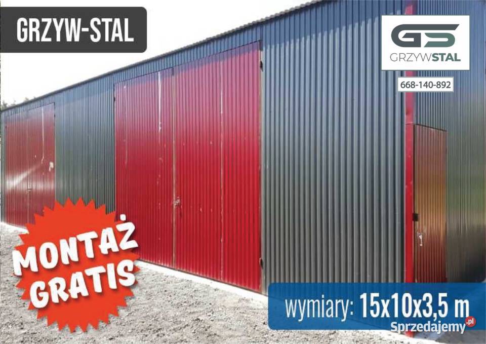 A7 Garaż Blaszany 15x10m Wiata Hala Magazyn 207zł/m2 mazowieckie Grójec