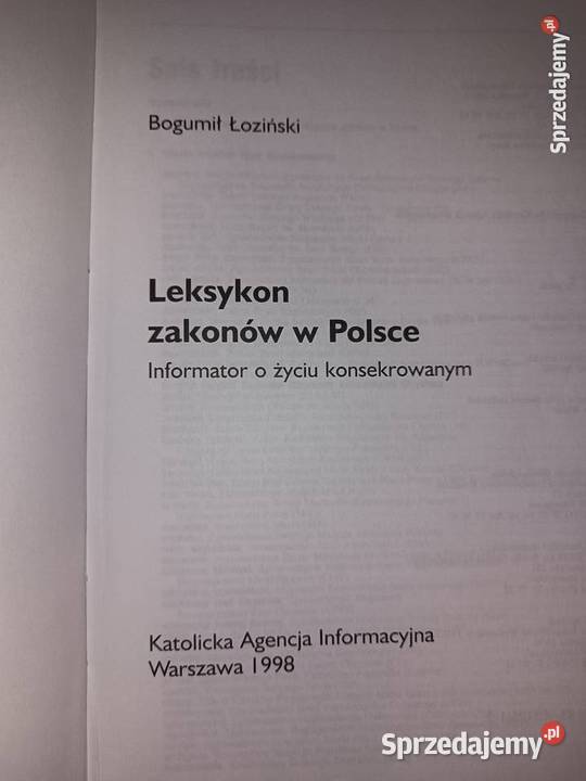 Leksykon zakonów w Polsce Bogumił Łoziński KAI Bydgoszcz sprzedam