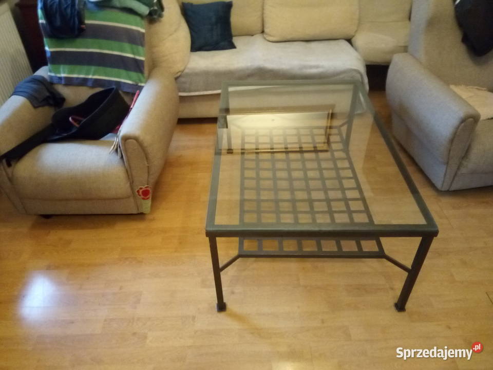 Modernistyczny skandynawski stół szkło metal 50cm Gliwice