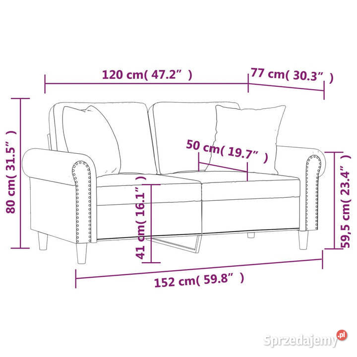 2osobowa sofa z poduszkami winna czerwień 120 Warszawa